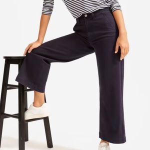 NWT Everlane The Wide Leg Crop Pant Navy Blue Size 14